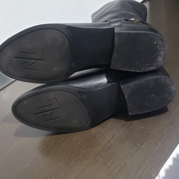 LAUREN Ralph Lauren McLeod Black Lether Riding Boots Knee High 8B - Picture 9 of 14